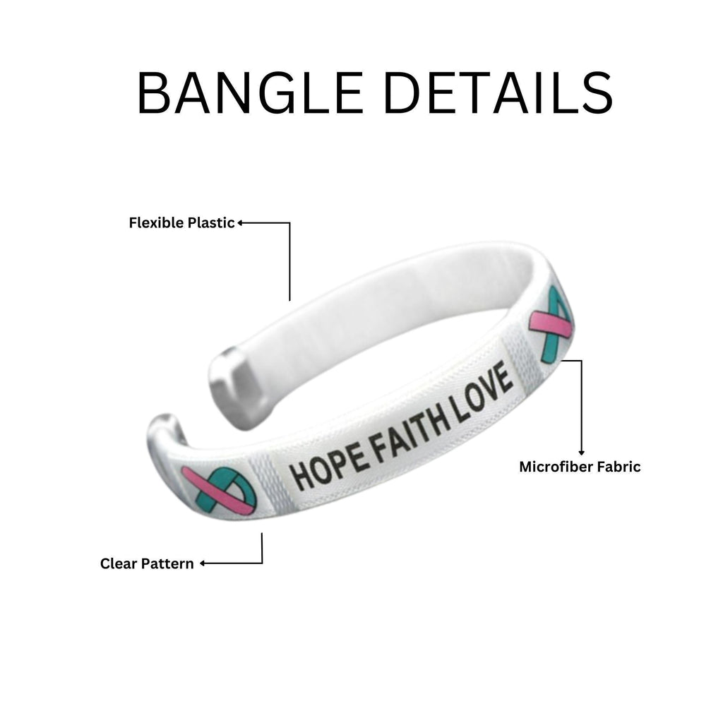Pink & Teal Ribbon Hope Bangle Bracelets The Awareness Company