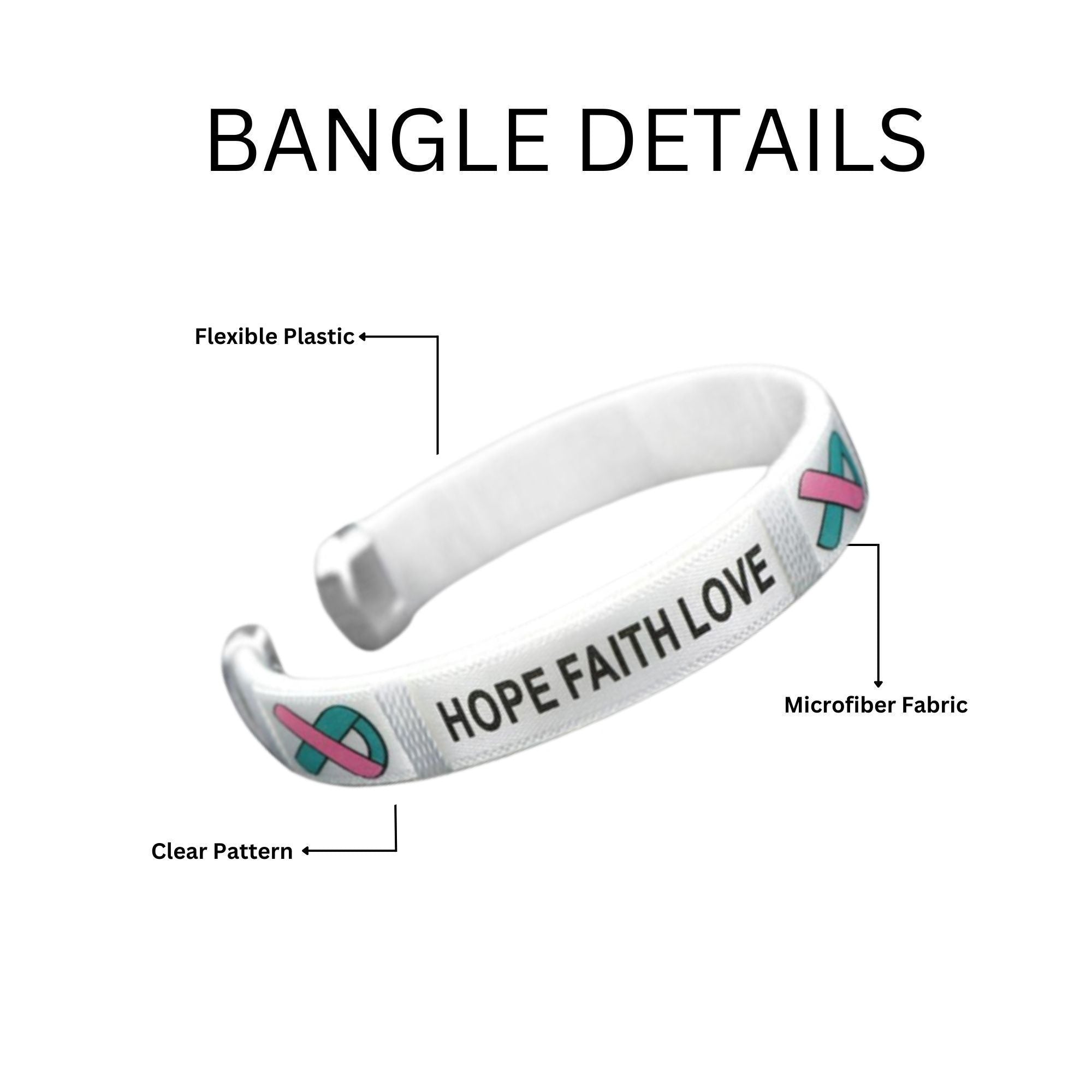 Pink & Teal Ribbon Hope Bangle Bracelets The Awareness Company