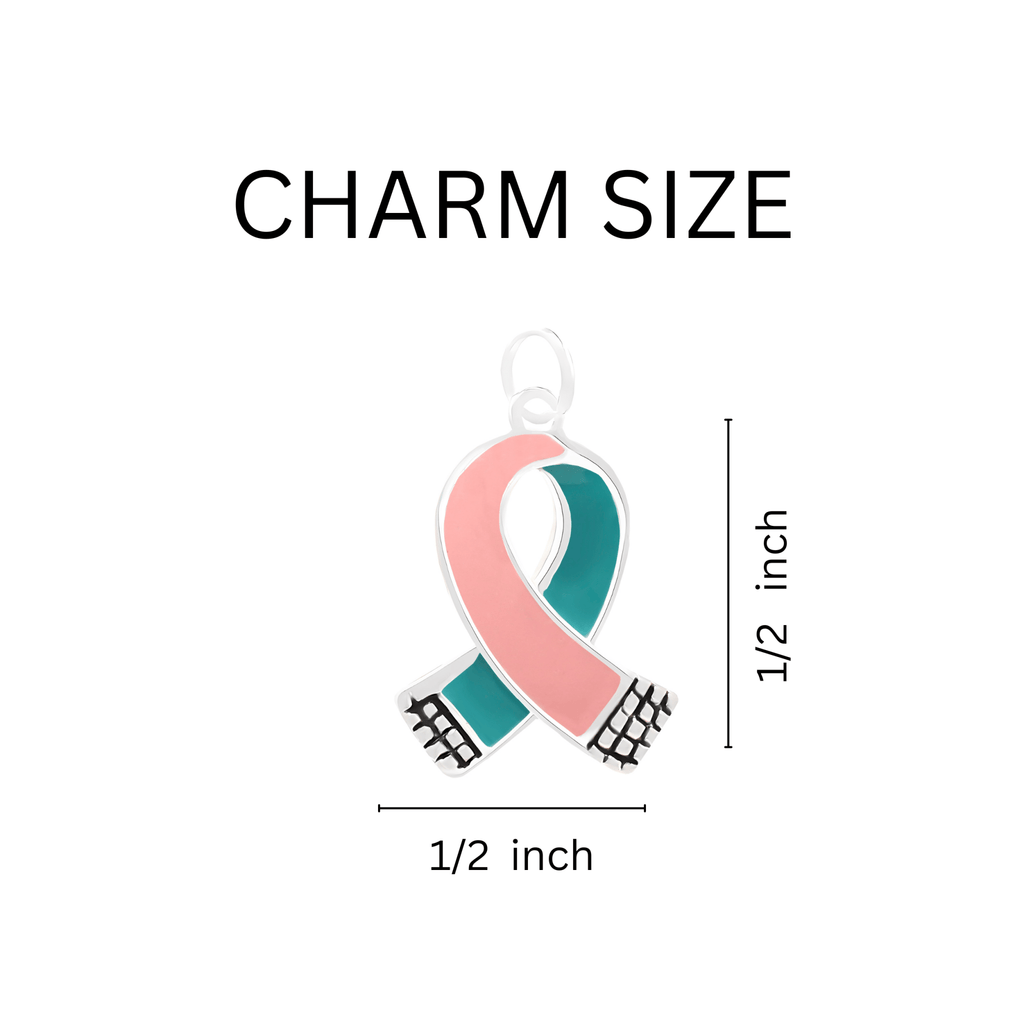 Pink & Teal Ribbon Hope Retractable Charm Bracelets The Awareness Company