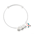 Pink & Teal Ribbon Hope Retractable Charm Bracelets The Awareness Company