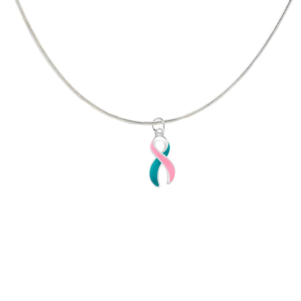 Pink & Teal Ribbon Necklaces The Awareness Company