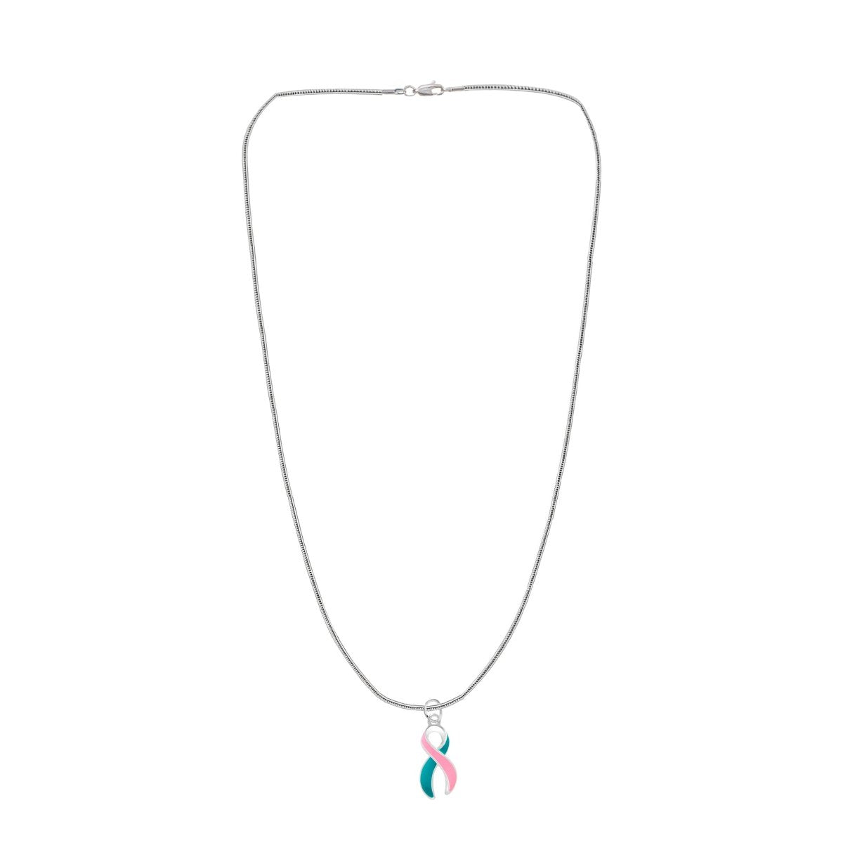 Pink & Teal Ribbon Necklaces The Awareness Company