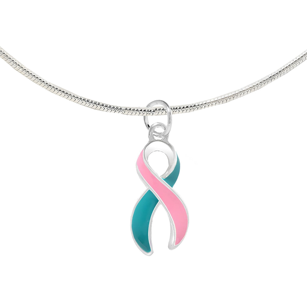 Pink & Teal Ribbon Necklaces The Awareness Company