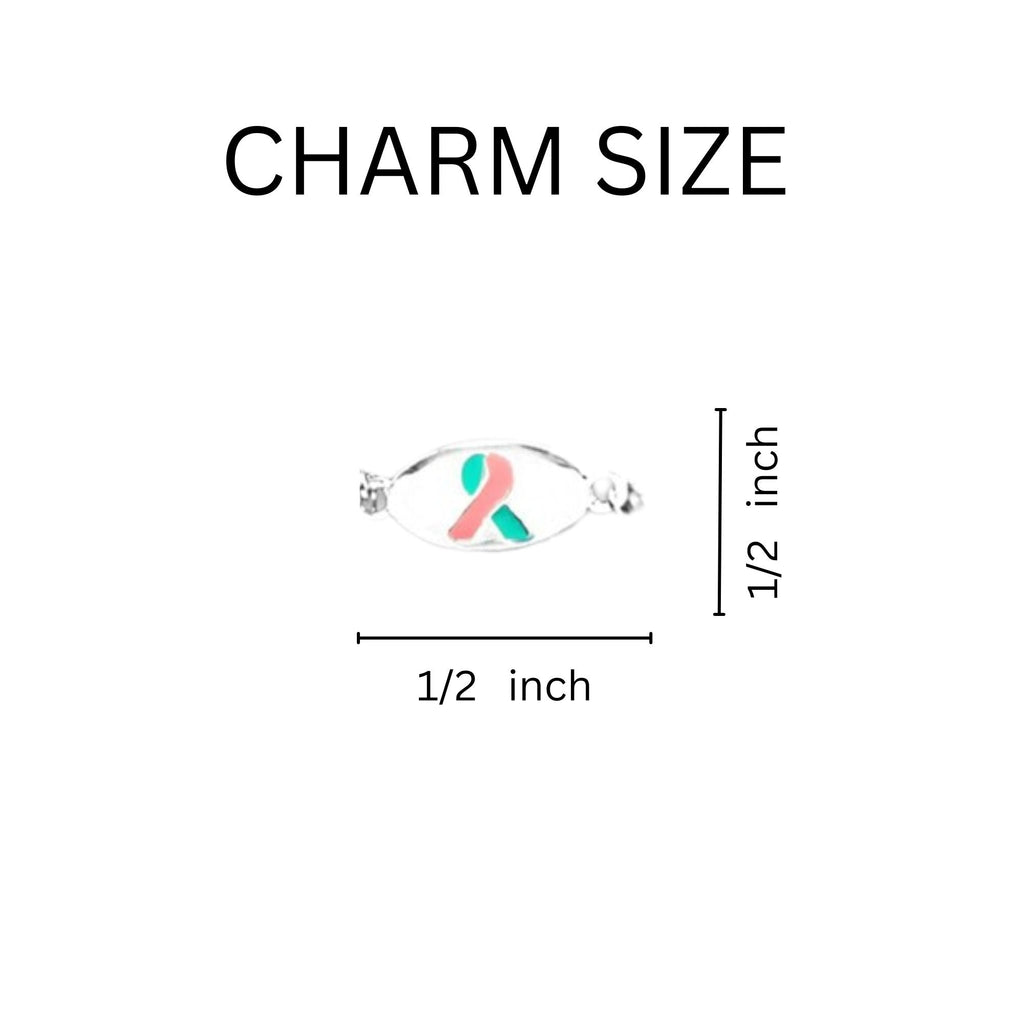 Pink & Teal Ribbon Stretch Bracelets The Awareness Company