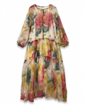 Wanderlust Chiffon Tiered Maxi Dress Boho Brown