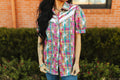 2 Fly Co "Plaid Posse" Western Top — Multi-Color Plaid with Lace Detail Comfortable Statement Piece Cowhide and Conchos