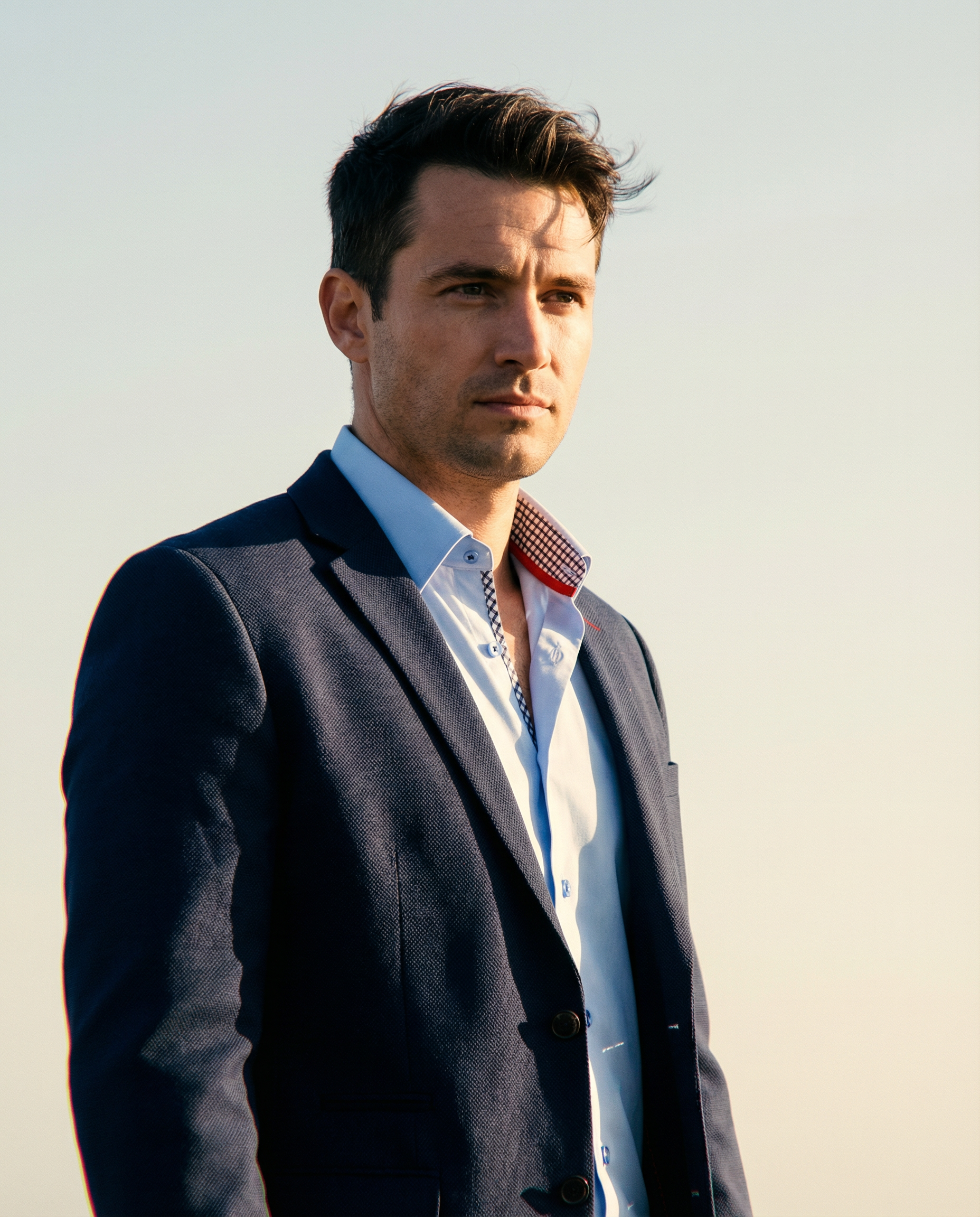 Daniel Button-Up Shirt With Contrast Details // Blue // Contemporary Fit (Regular) LEVINAS® Official