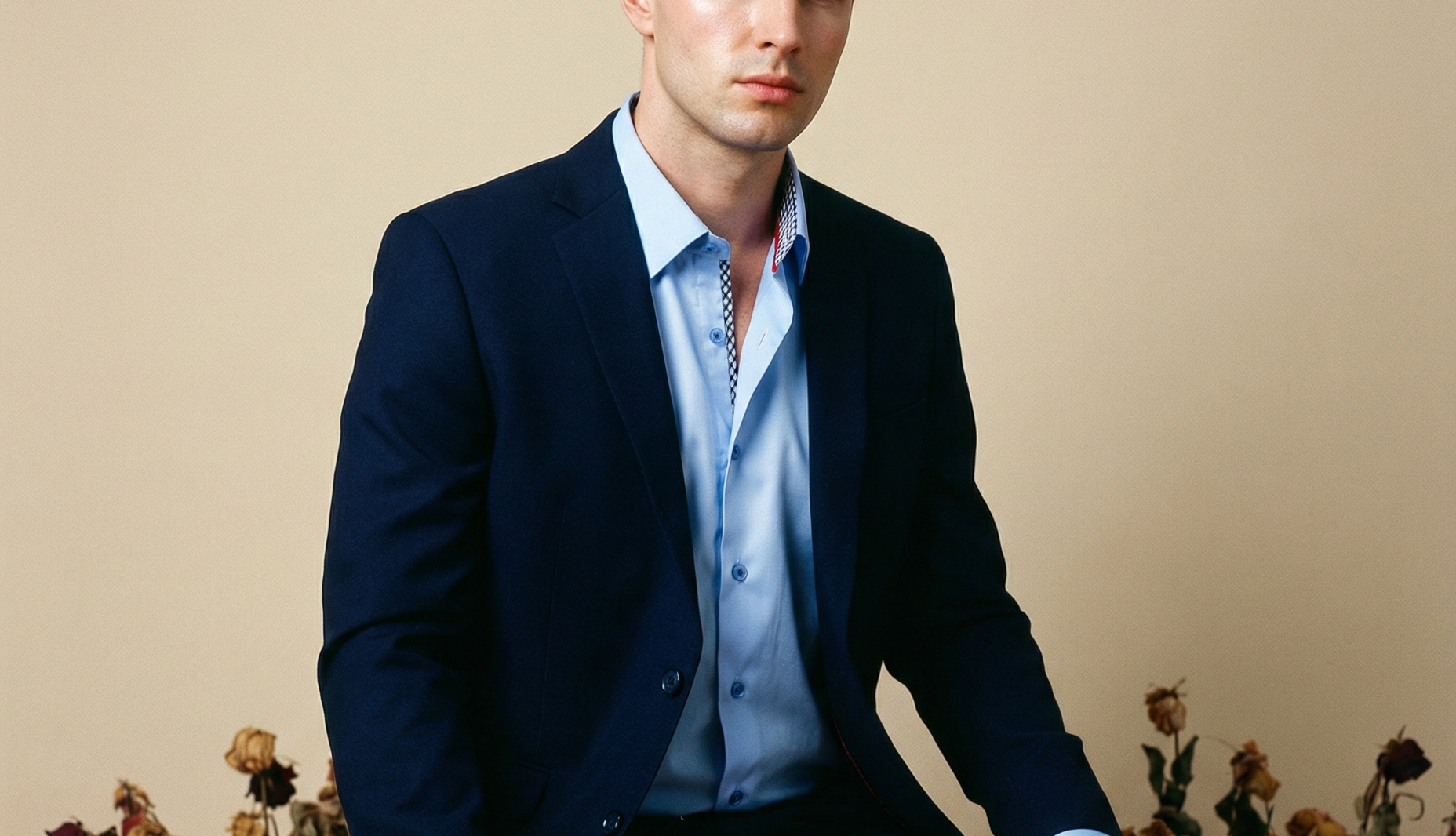 Daniel Button-Up Shirt With Contrast Details // Blue // Contemporary Fit (Regular) LEVINAS® Official