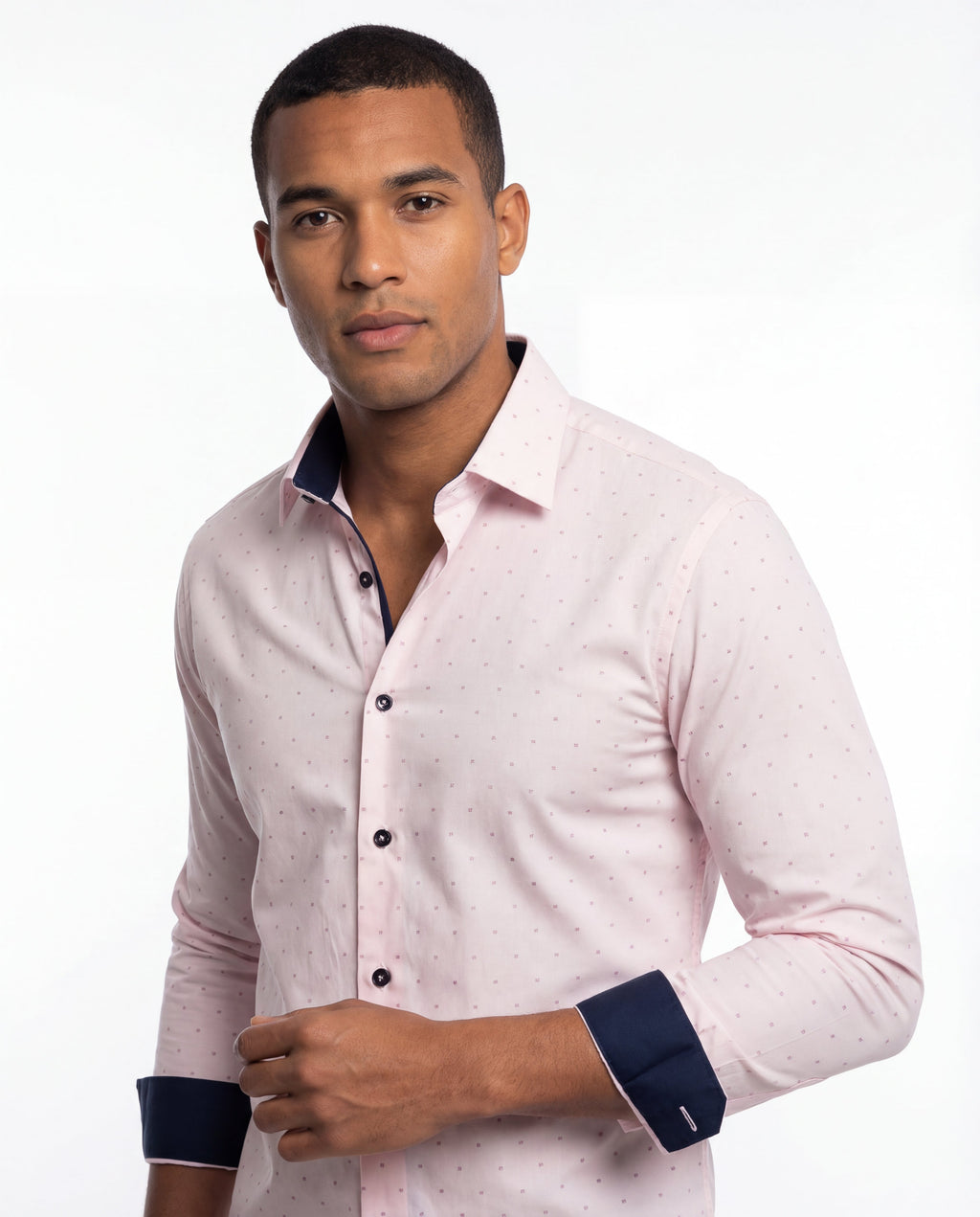 George Button-Up Shirt With Contrast Details // Pink // Contemporary Fit (Regular) LEVINAS® Official