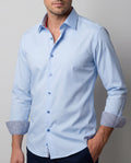 Daniel Button-Up Shirt With Contrast Details // Blue // Contemporary Fit (Regular) LEVINAS® Official