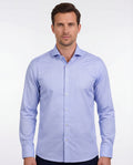 Lt Blue Long Sleeve Shirt with contract trimming // Dual cuffs// contemporary fit- Final Sale LEVINAS® Official