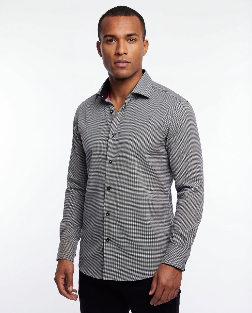 Long Sleeve Shirt with contract trimming // Dual cuffs// contemporary fit- Final Sale LEVINAS® Official