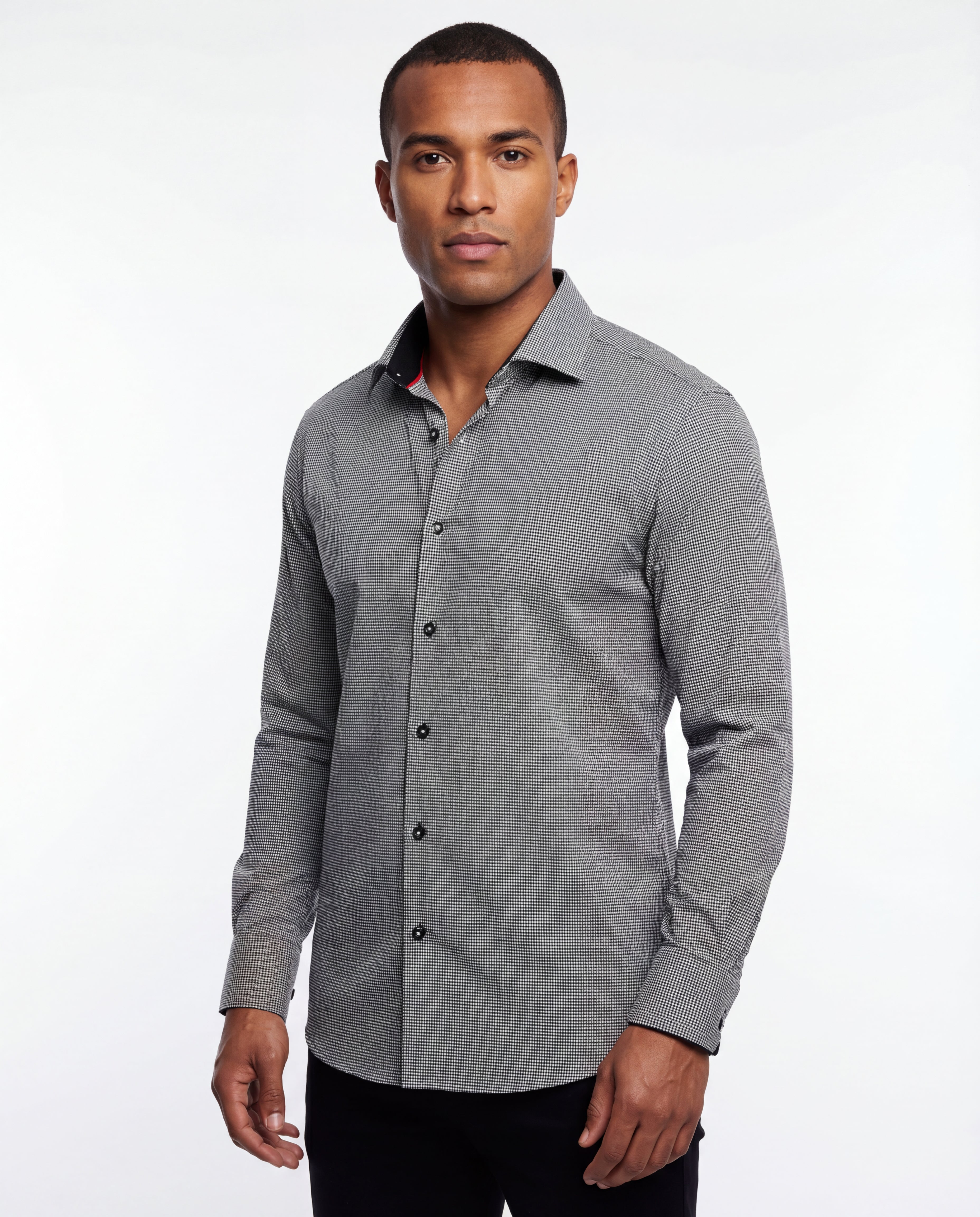 Long Sleeve Shirt with contract trimming // Dual cuffs// contemporary fit- Final Sale LEVINAS® Official