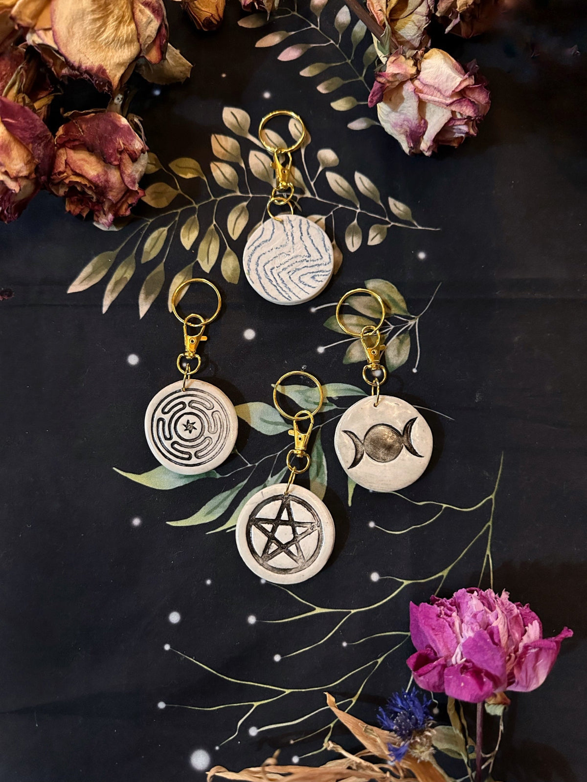 Porcelain Keychain - w/ Gold Plated Keyring Keven Craft Rituals