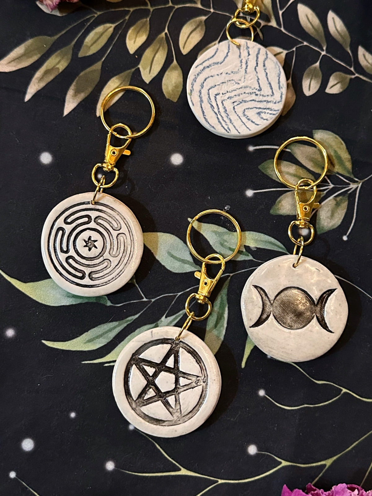 Porcelain Keychain - w/ Gold Plated Keyring Keven Craft Rituals