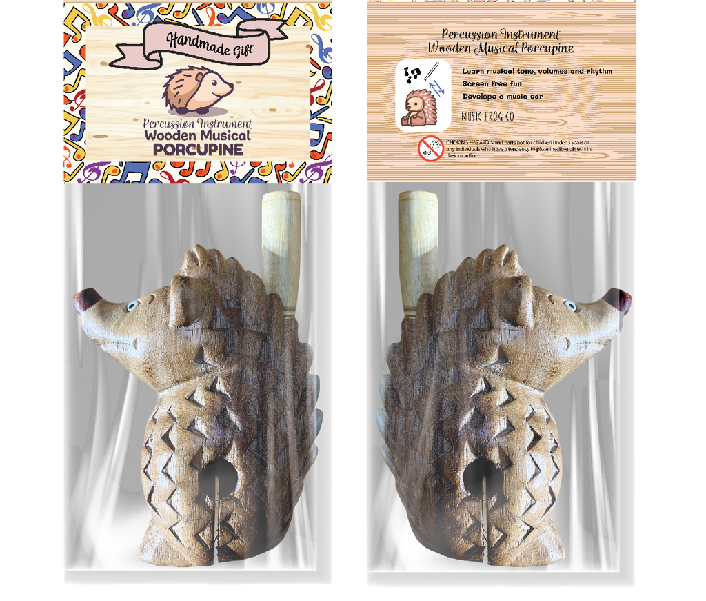Wooden Musical Porcupine Percussion Instrument Music Frog Co