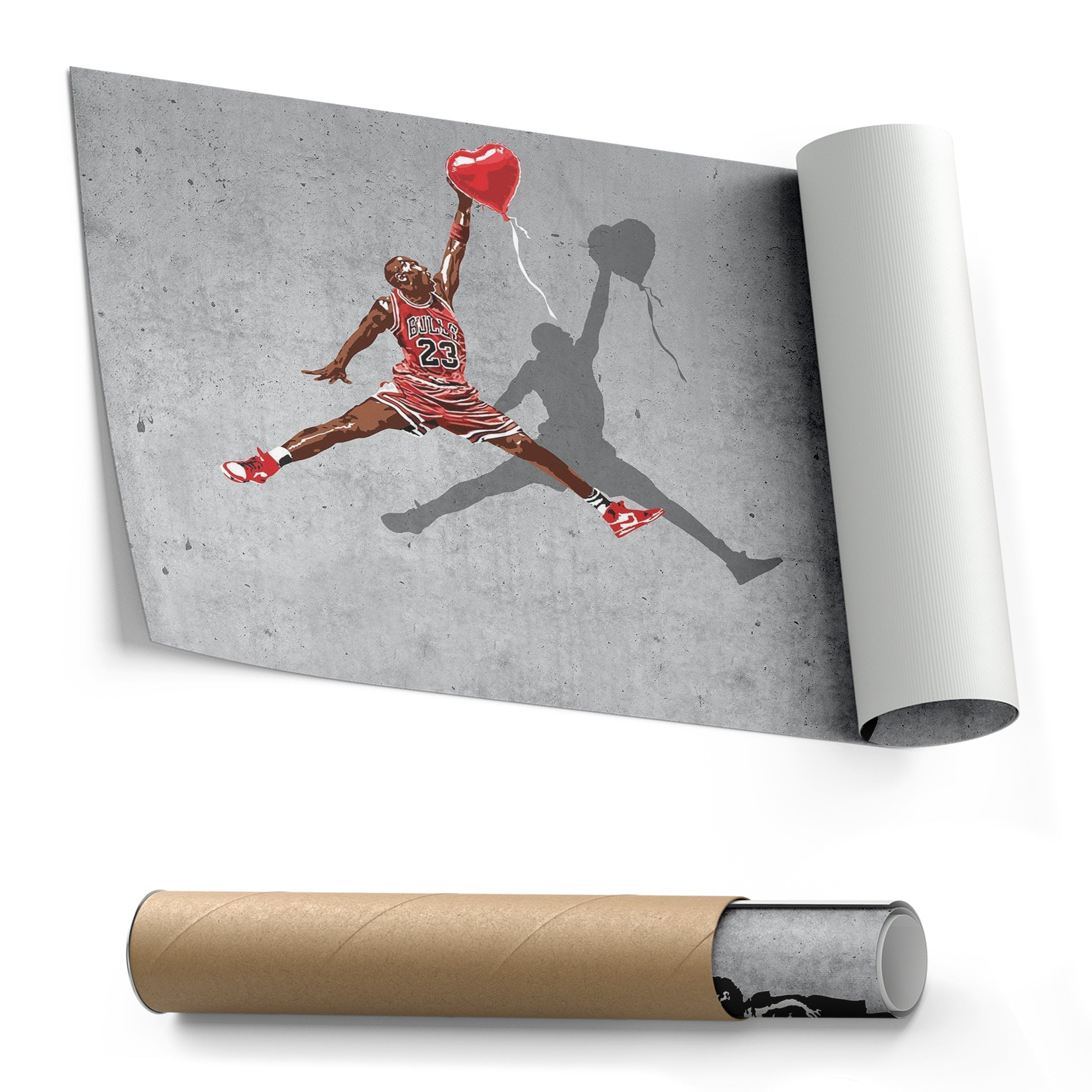 Michael Jordan Banksy Balloon Girl Canvas Art - NBA Street Art Decor CanvasBlackArt