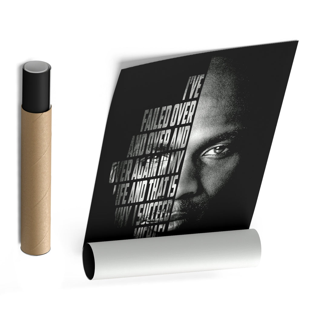 Michael Jordan Face Canvas Art - Motivational NBA Poster Wall Decor CanvasBlackArt