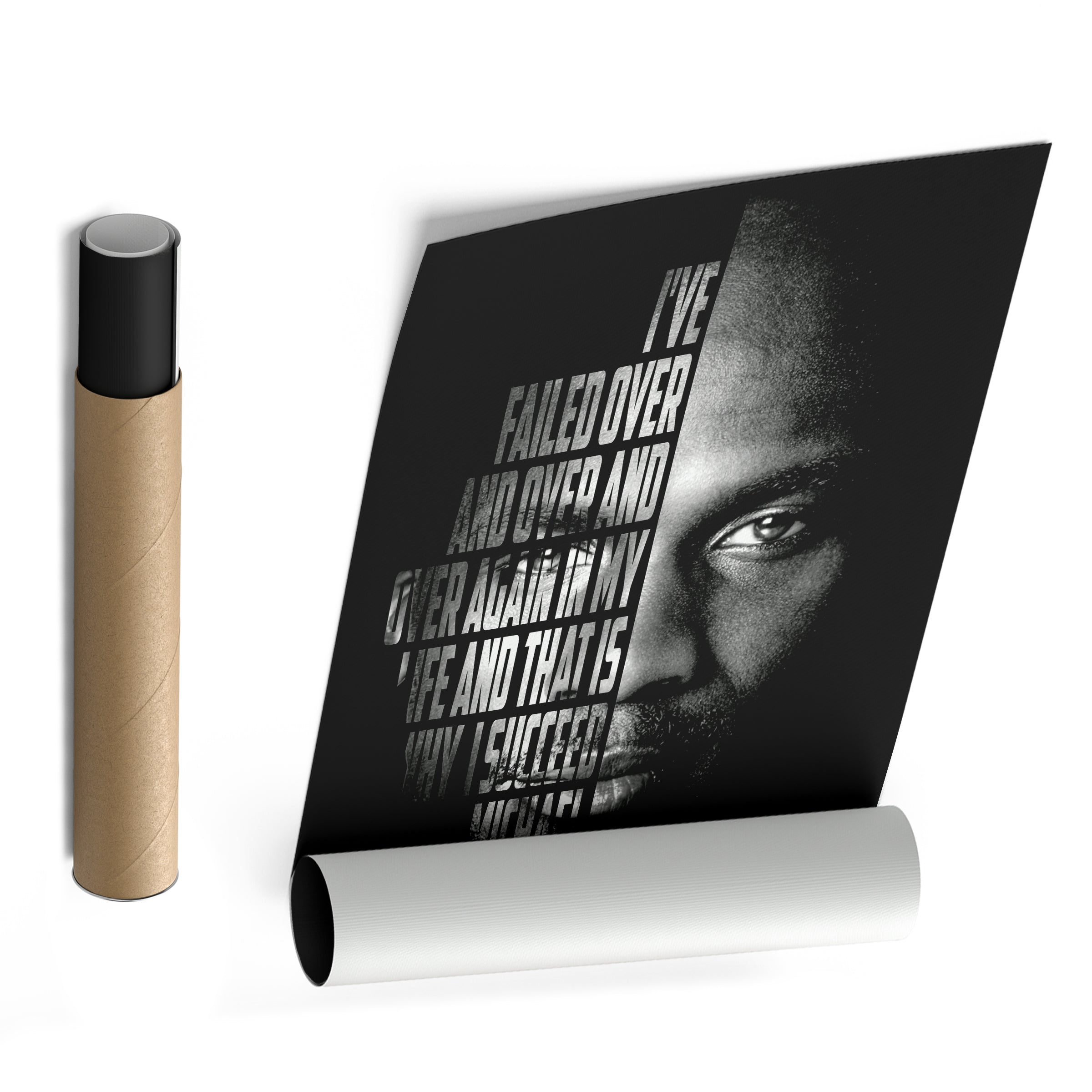 Michael Jordan Face Canvas Art - Motivational NBA Poster Wall Decor CanvasBlackArt