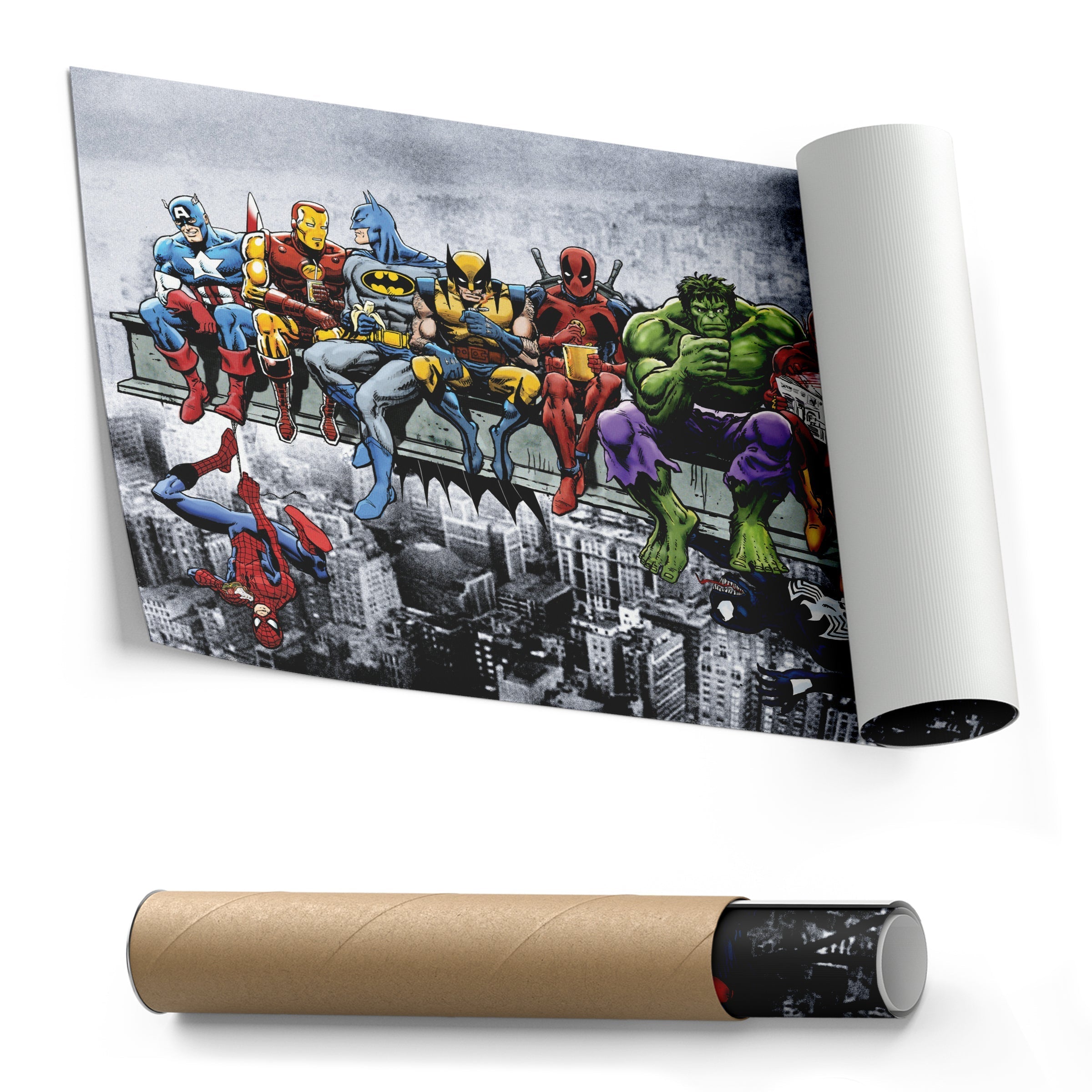 Superheroes Skyscraper Canvas – Marvel & DC Wall Art for Kids CanvasBlackArt