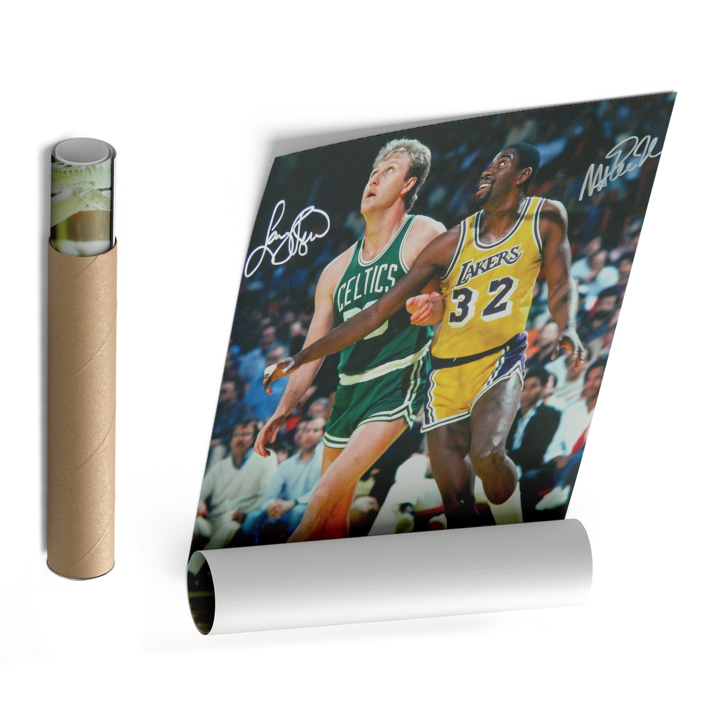 Larry Bird & Magic Johnson Canvas – Lakers vs Celtics Wall Art Print CanvasBlackArt