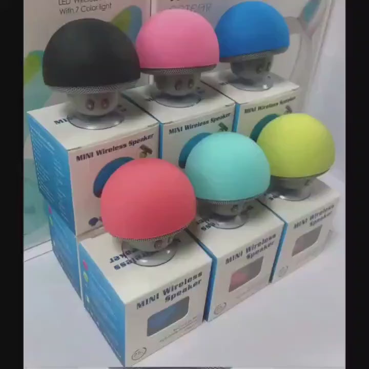 Mushroom Portable Bluetooth Speaker with Suction Cup Holder