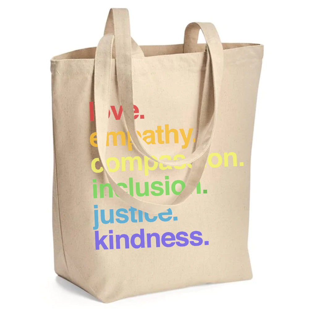 'Kindness Is' Pride Large Canvas Tote Kind Cotton