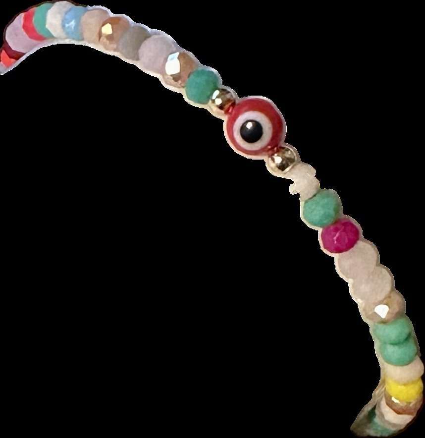 Protection Bracelet - Red String Evil Eye w/ Faceted Beads Sacred Crystals