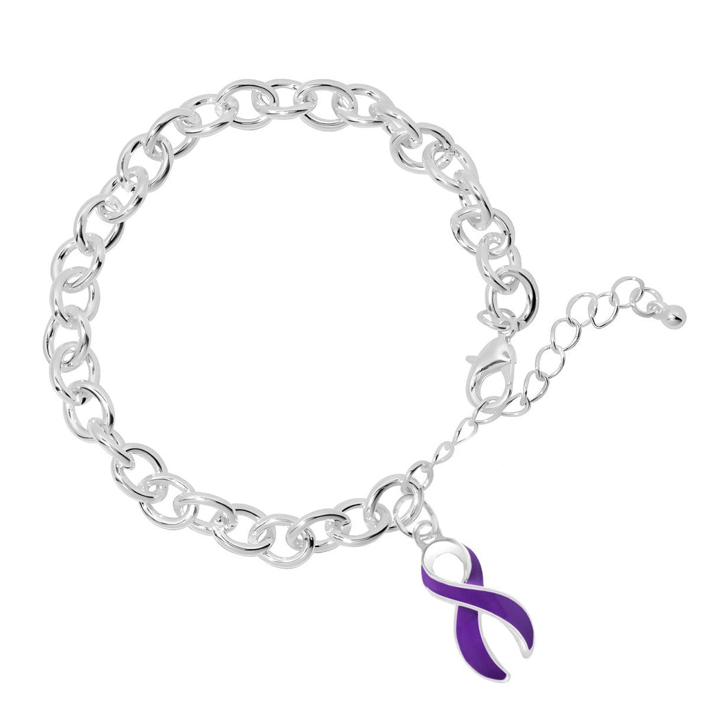 Purple Ribbon Awareness Chunky Charm Bracelets The Awareness Company