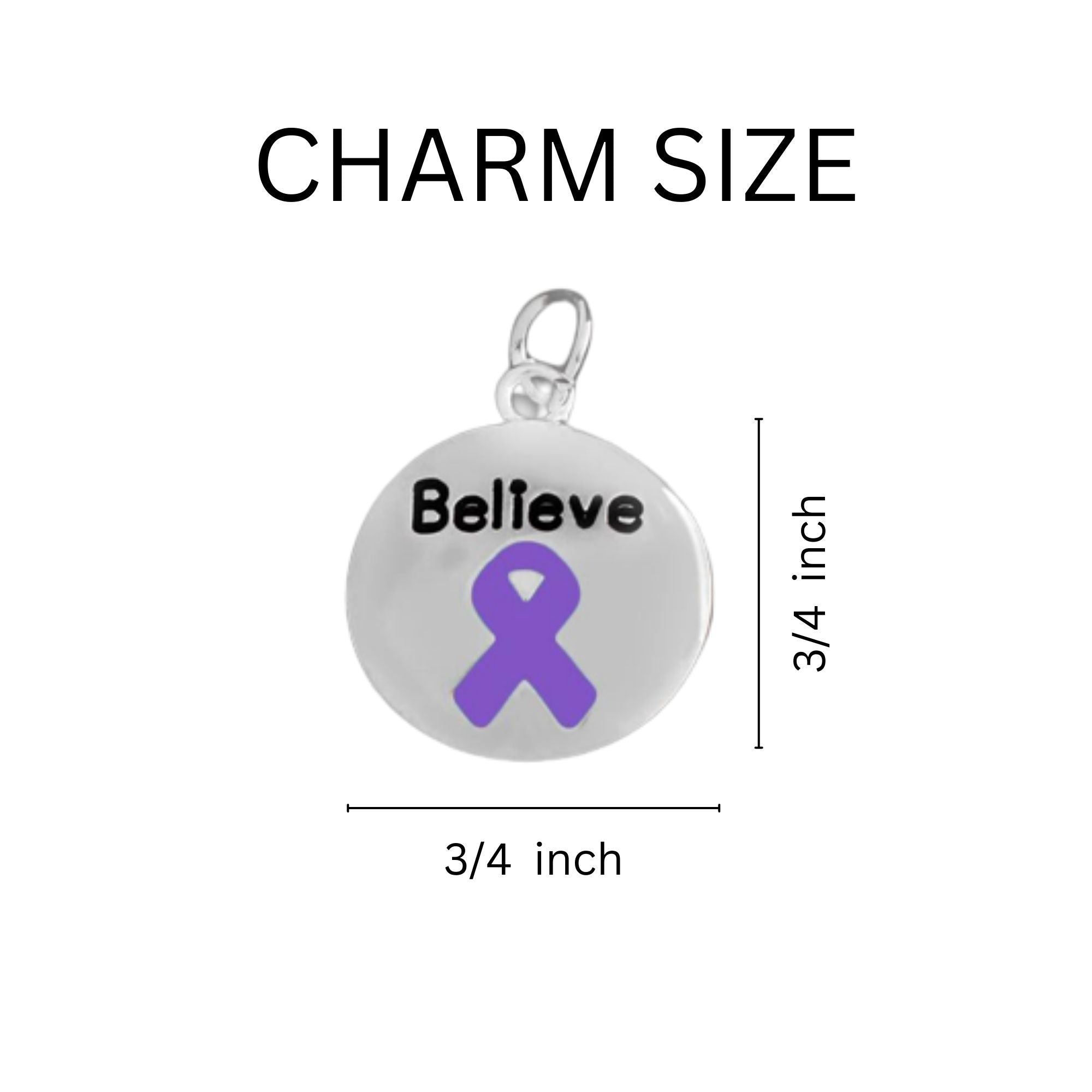 Purple Ribbon Believe Charm Link Style Chunky Bracelets The Awareness Company