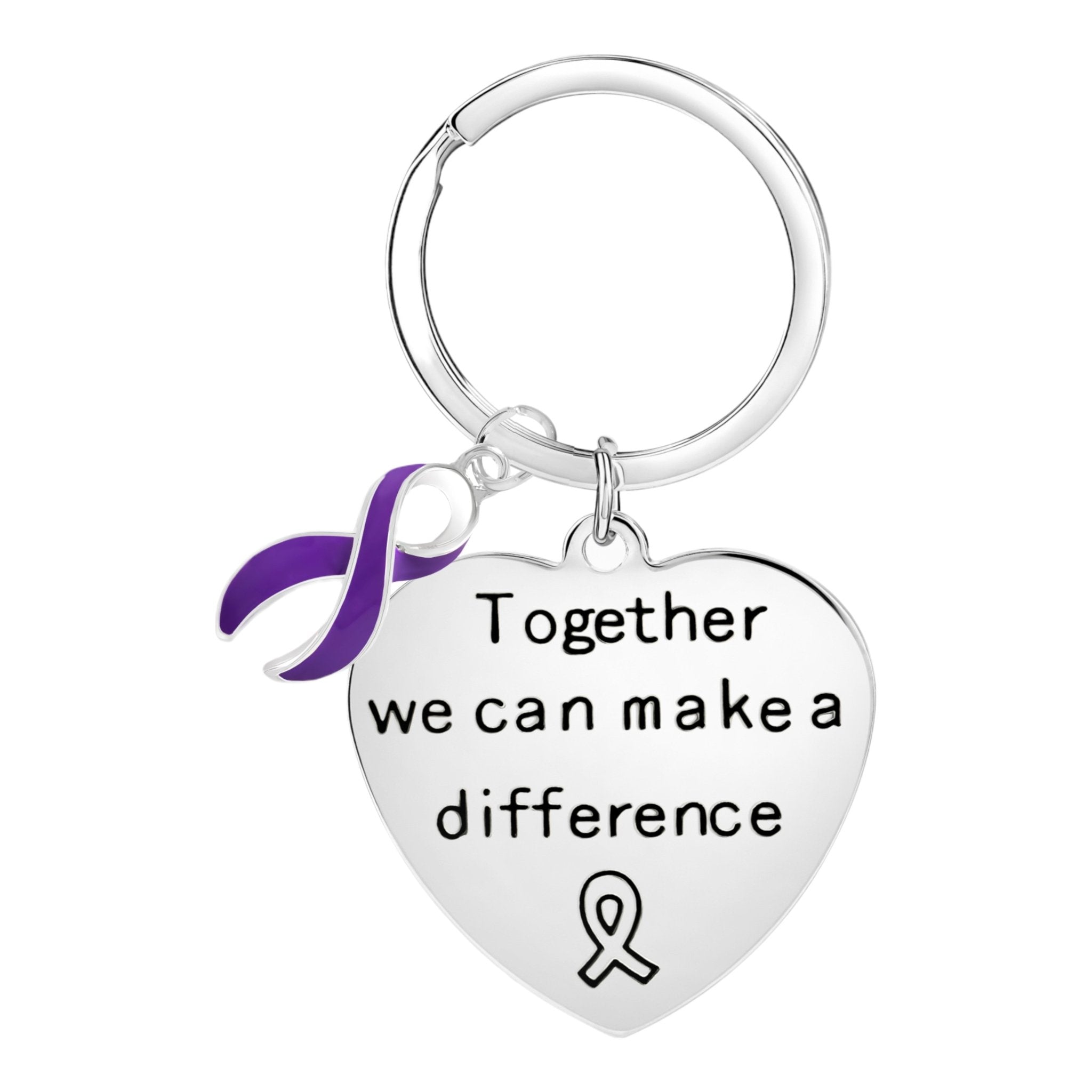 Purple Ribbon Big Heart Key Chains The Awareness Company