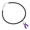 Purple Ribbon Charm Black Cord Bracelets The Awareness Company