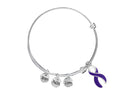 Purple Ribbon Charm Retractable Bracelet The Awareness Company