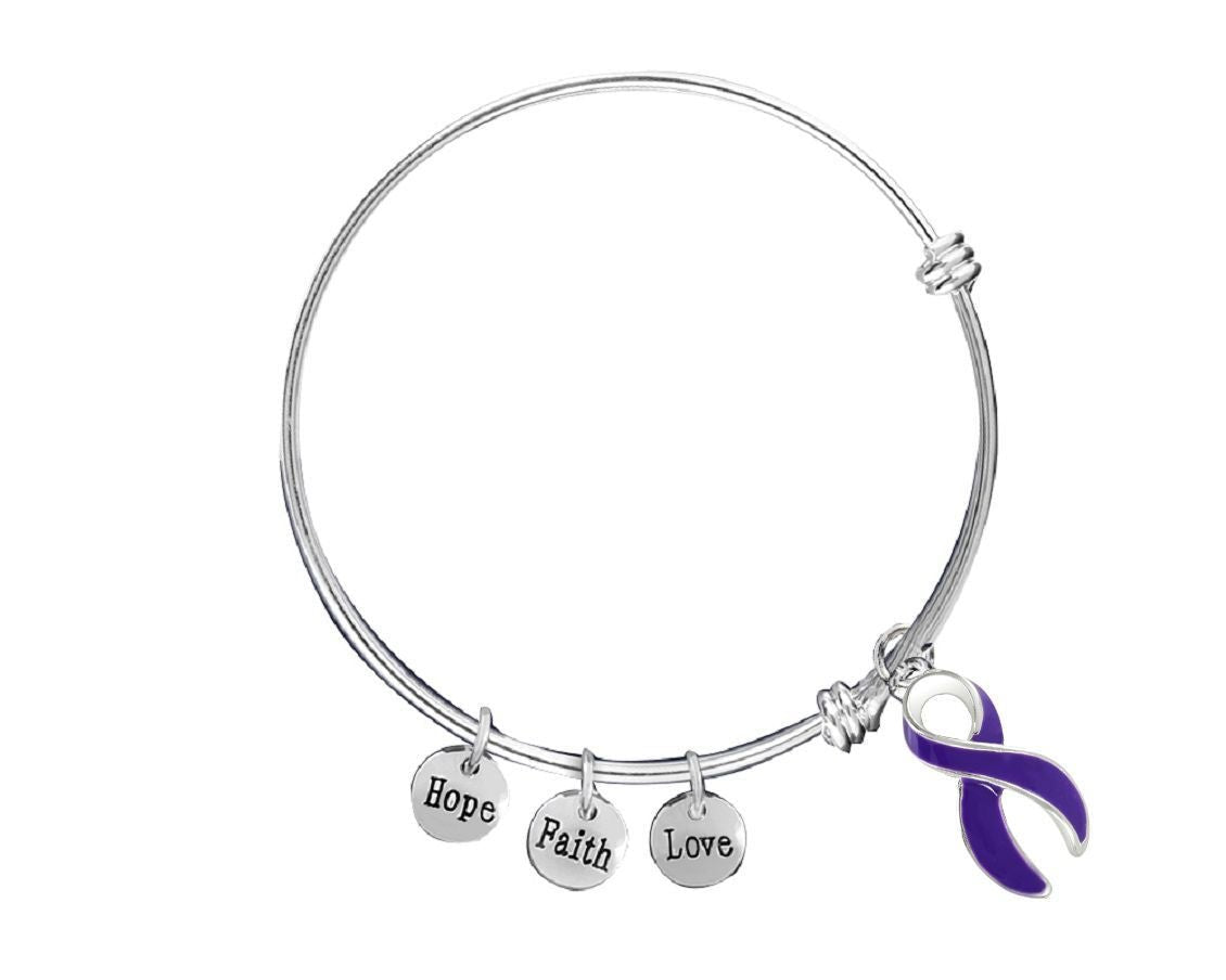 Purple Ribbon Charm Retractable Bracelet The Awareness Company