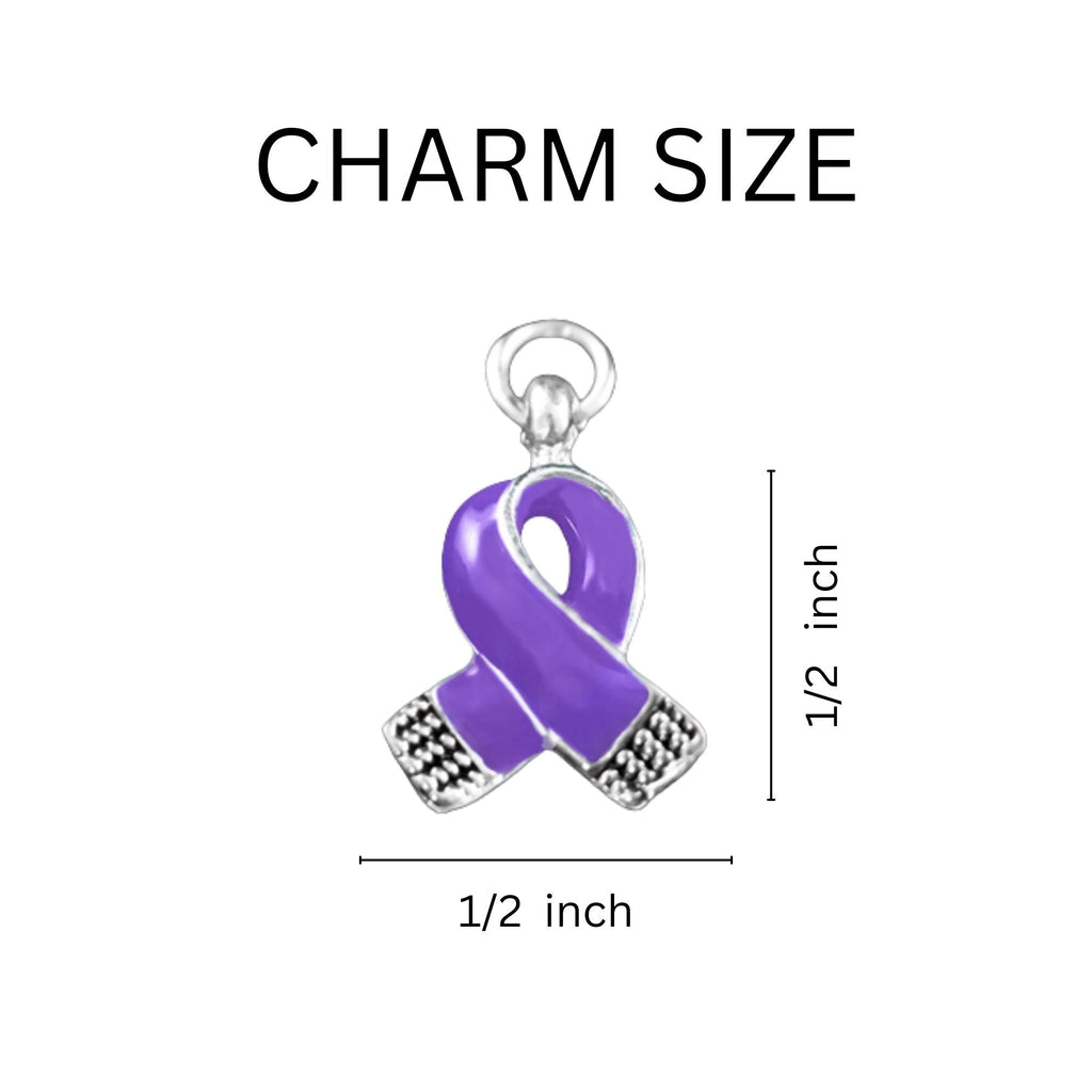 Purple Ribbon Charm Retractable Bracelets The Awareness Company