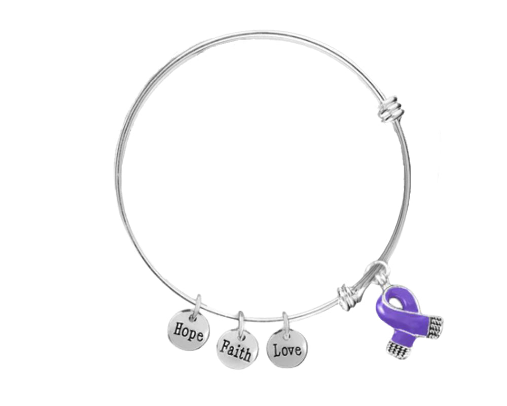 Purple Ribbon Charm Retractable Bracelets The Awareness Company