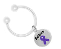 Purple Ribbon Circle Believe Horse Shoe Keychains The Awareness Company