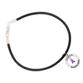 Purple Ribbon Crohn's Disease Awareness Black Leather Cord Bracelets The Awareness Company