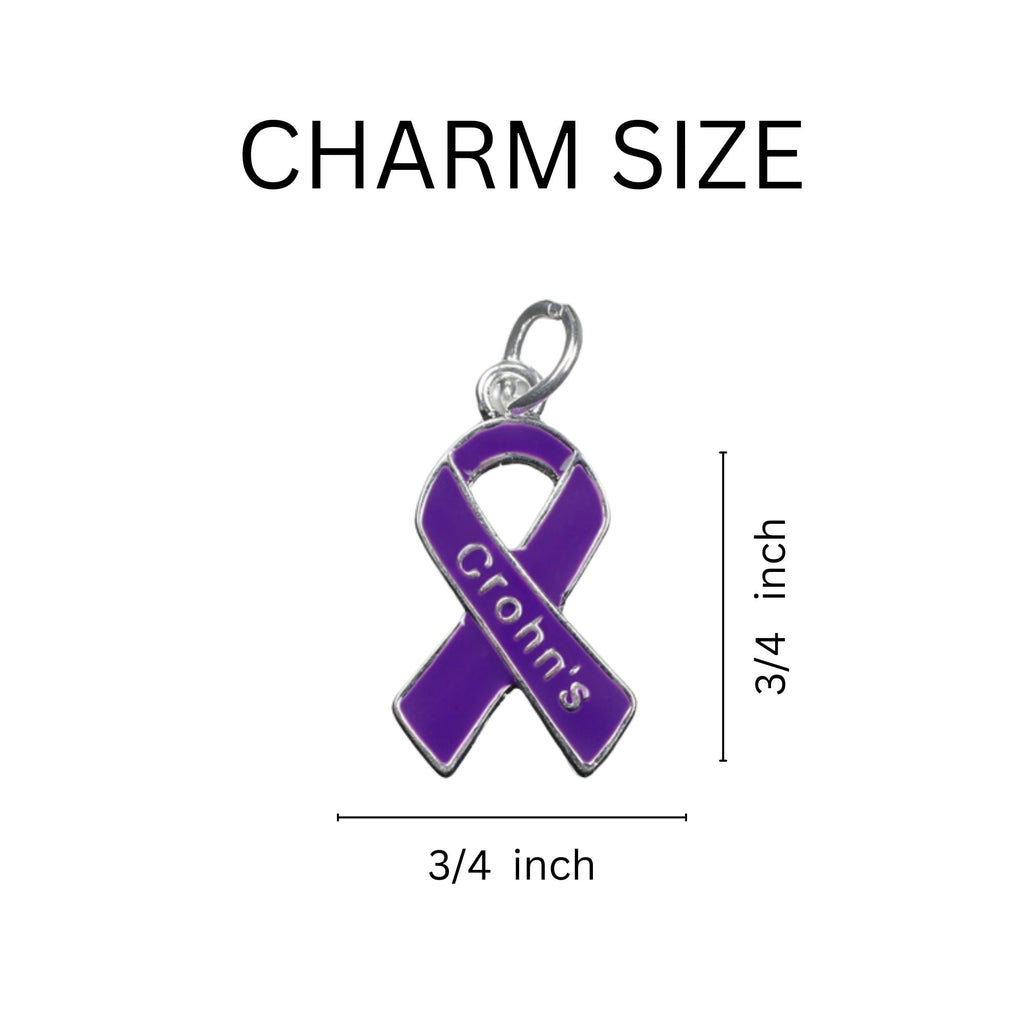 Purple Ribbon Crohn's Disease Awareness Charm Retractable Bracelets The Awareness Company