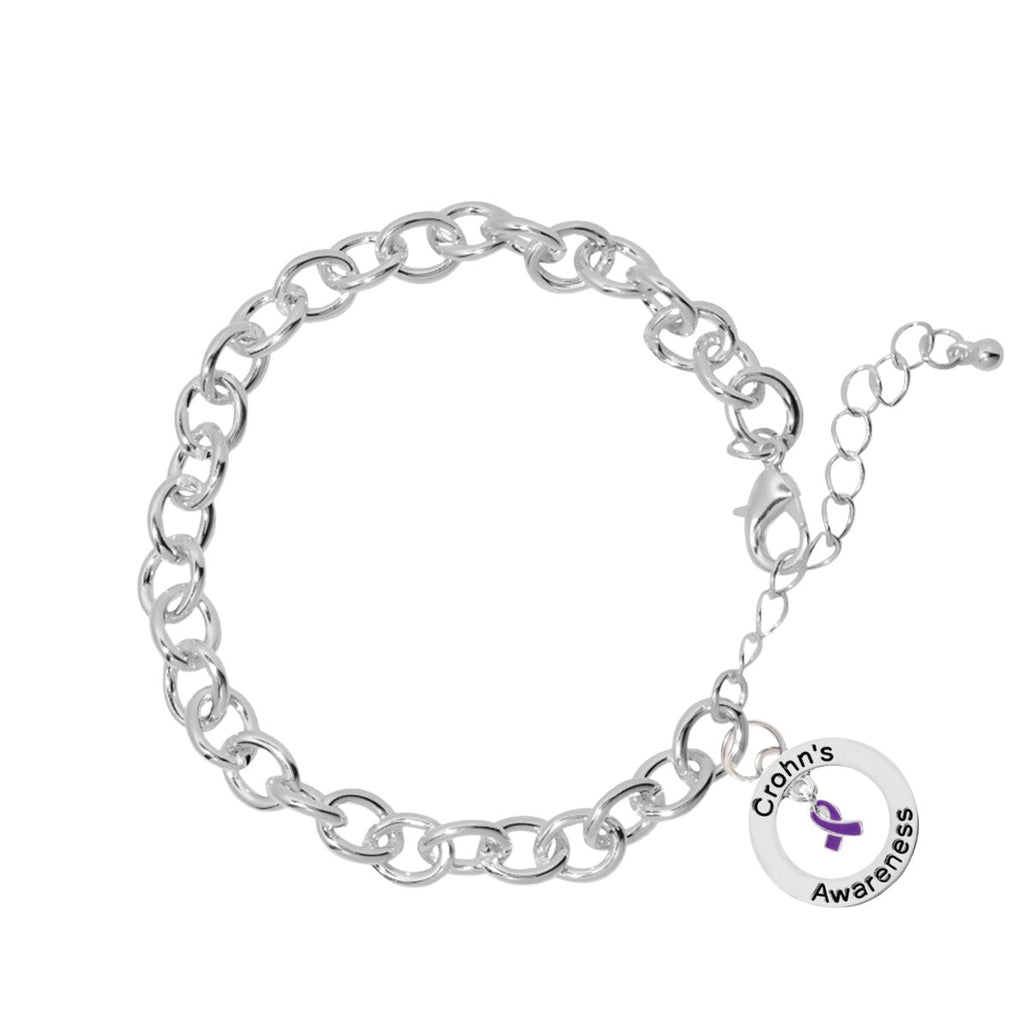 Purple Ribbon Crohn's Disease Awareness Circle Charm Chunky Bracelets The Awareness Company