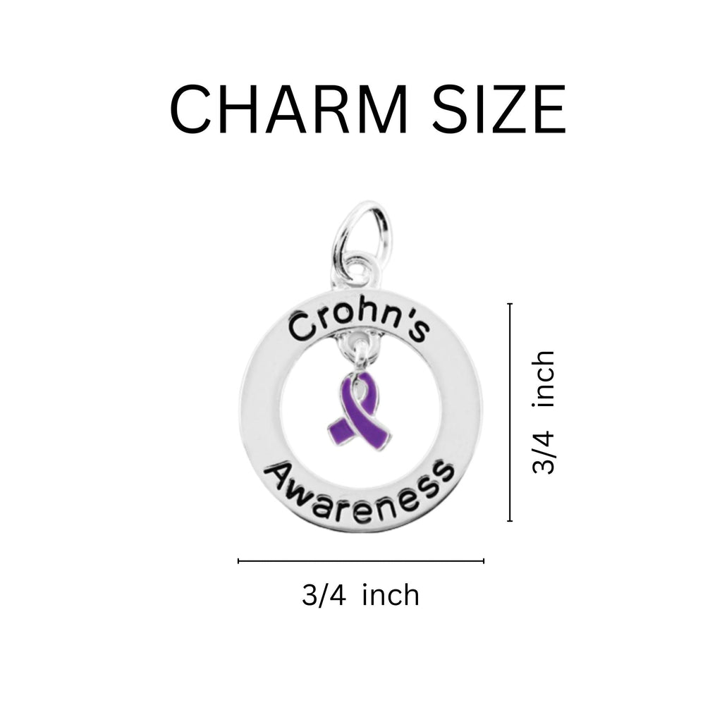 Purple Ribbon Crohn's Disease Awareness Circle Charm Chunky Bracelets The Awareness Company
