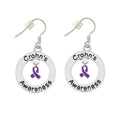 Purple Ribbon Crohn's Disease Awareness Hanging Earrings The Awareness Company