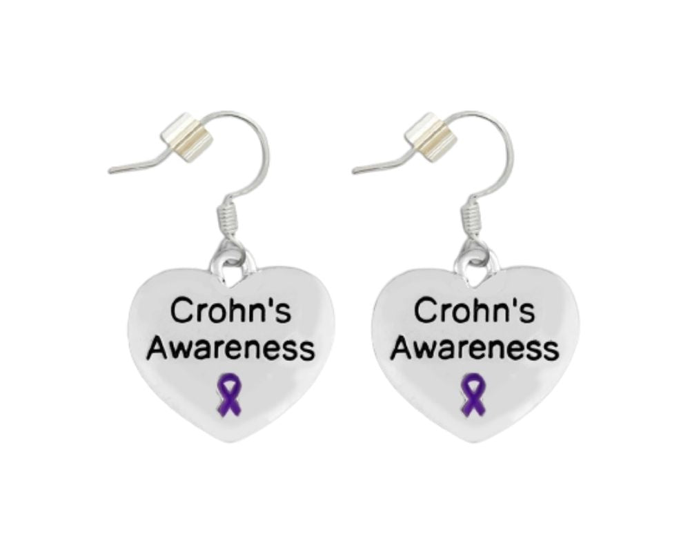 Purple Ribbon Crohn's Disease Awareness Heart Earrings The Awareness Company