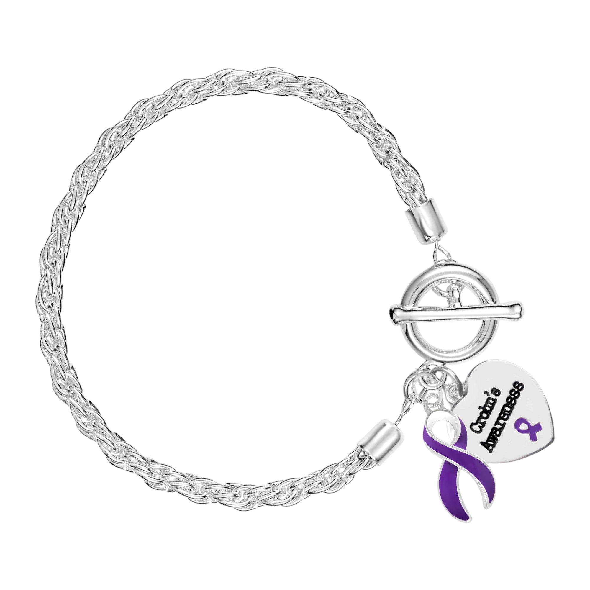Purple Ribbon Crohn's Disease Awareness Rope Bracelets The Awareness Company