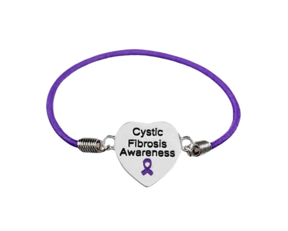Purple Ribbon Cystic Fibrosis Awareness Heart Stretch Bracelets The Awareness Company