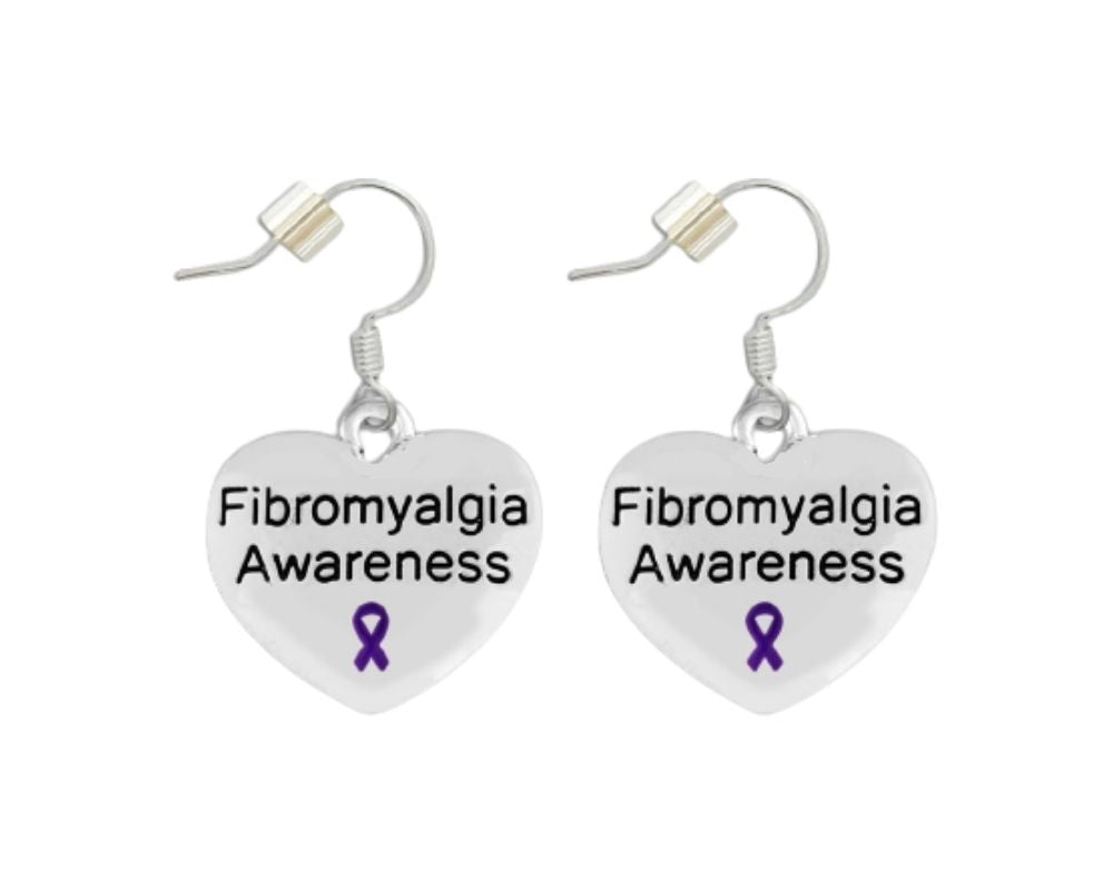 Purple Ribbon  Fibromyalgia Awareness Heart Earrings The Awareness Company