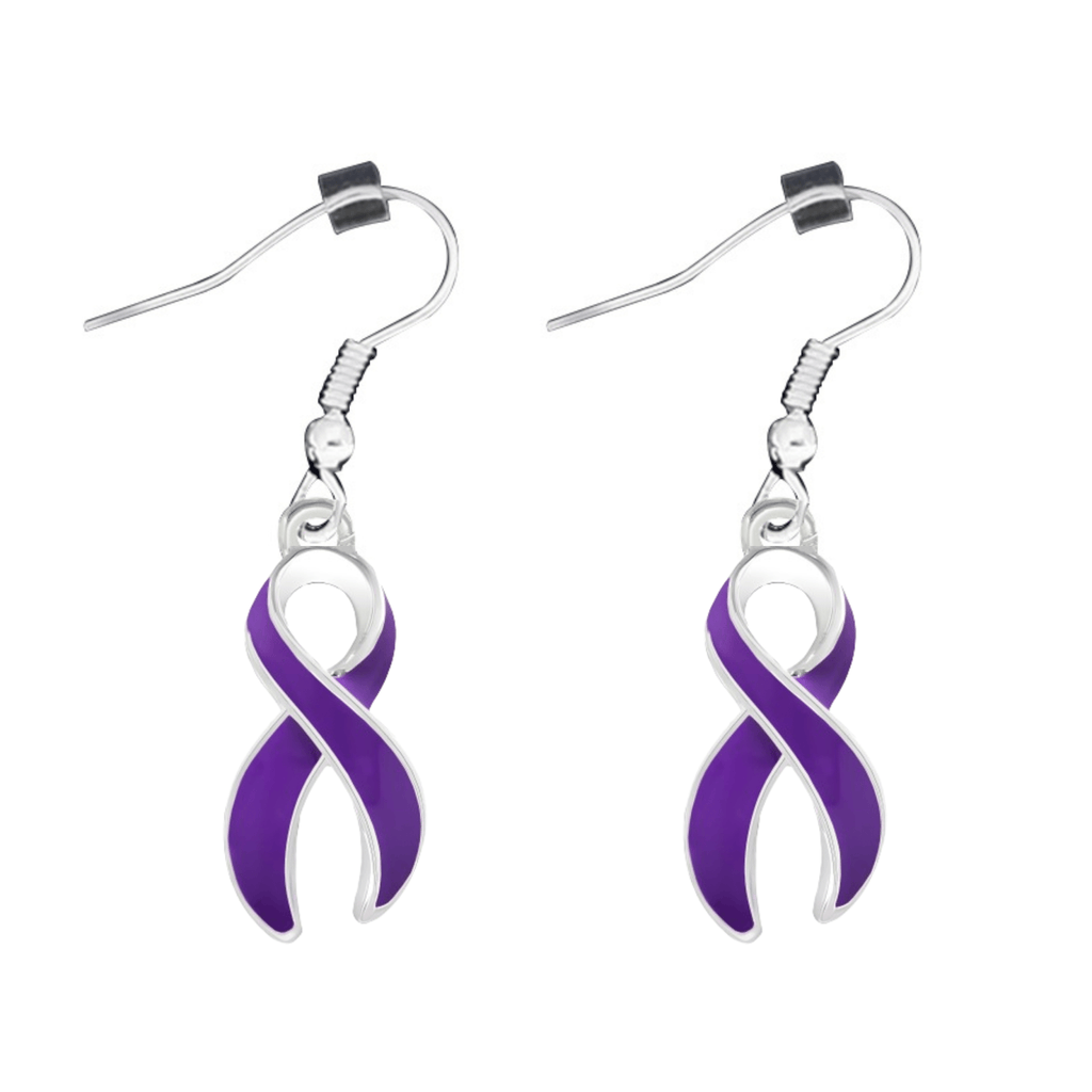 Purple Ribbon Hanging Earrings The Awareness Company