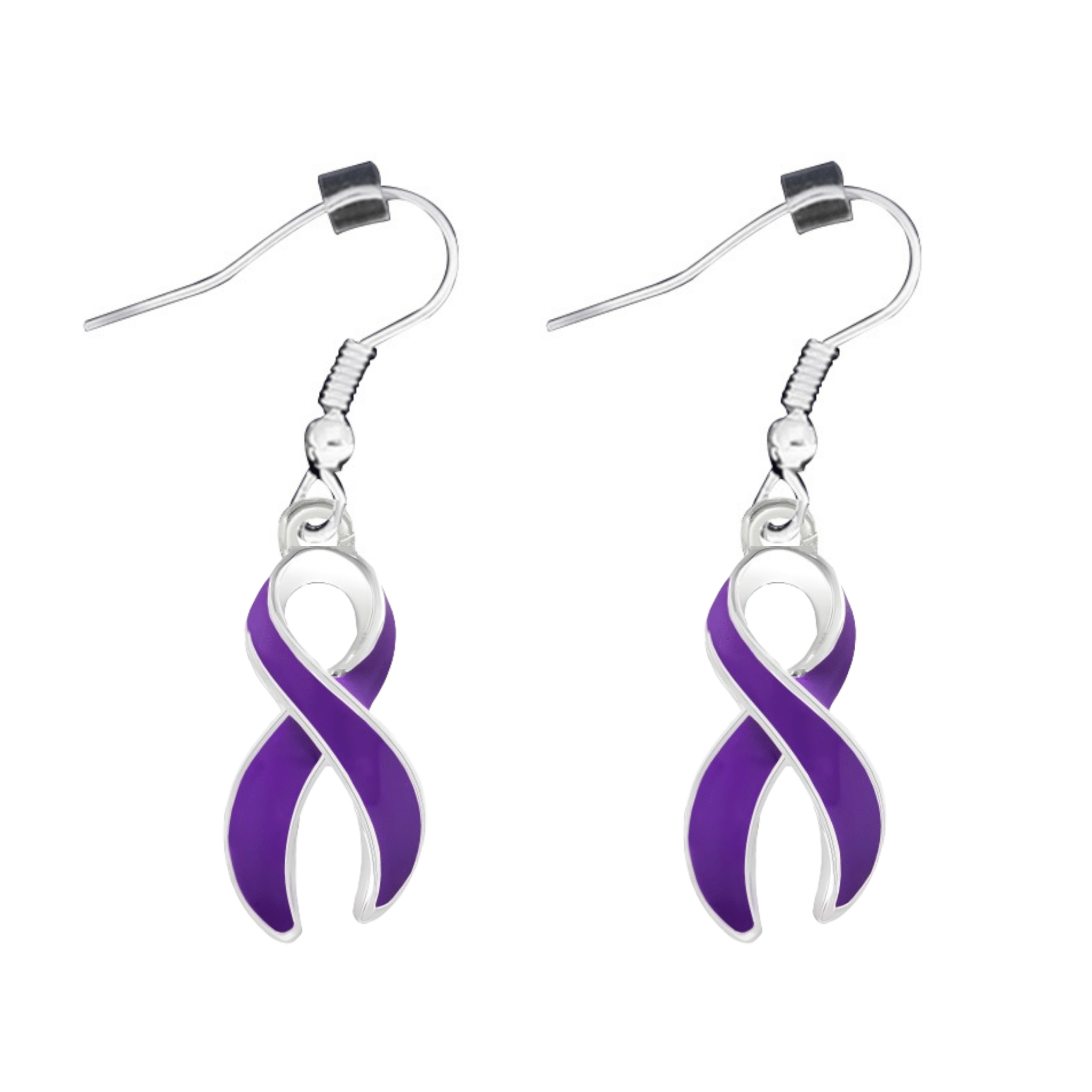 Purple Ribbon Hanging Earrings The Awareness Company