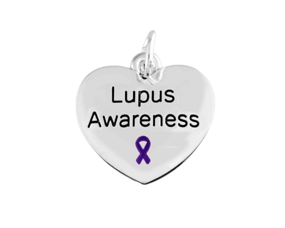 Purple Ribbon Lupus Awareness Heart Charms The Awareness Company