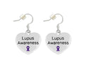 Purple Ribbon Lupus Awareness Heart Earrings The Awareness Company